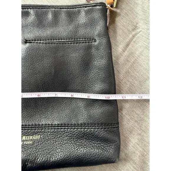Isaac Mizrahi Black & Brown Leather Crossbody Bag Adjustable Strap - Picture 8 of 9